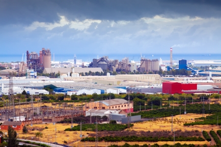 Industrial plant at mediterranean sea. Puerto de Sagunto , Valencian Community, Spain   の写真素材
