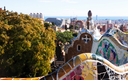 Fragment of Park Guell. Barcelona, Spain.の写真素材