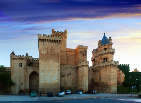 Palace of the Kings of Navarre of Olite in sunset.  Spainのeditorial素材