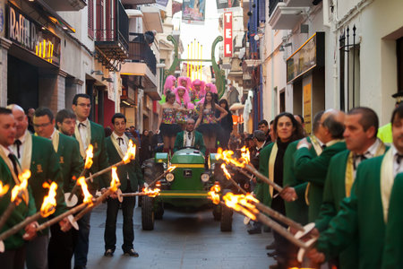 SITGES, CATALONIA - MARCH 5, 2014: People at last day of Sitges Carnival. Burial Carnestoltes  -...