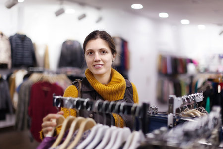 Ordinary woman at clothing store