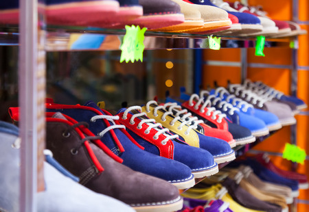  Counter with casual shoes at fashionable shopの写真素材
