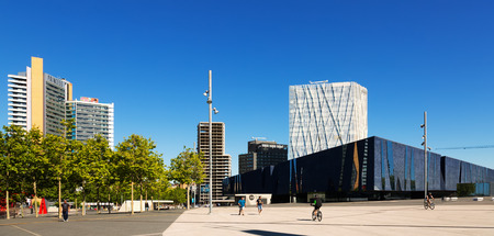 BARCELONA, SPAIN - MAY 3, 2014: New moder district and Museu Blau in Barcelona, Spainのeditorial素材