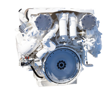 Big powerful engine. Isolated over white  