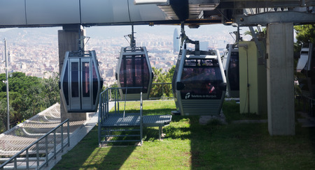 BARCELONA, SPAIN - JUNE 21, 2014: Station of Teleferic de Montjuic in Barcelona, Spainのeditorial素材