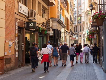 MURCIA, SPAIN - APRIL 15, 2014: Street in old district. Murcia, Spainのeditorial素材