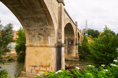  abandoned bridge over Tiron river in Haro,  Rioja  Spainの写真素材