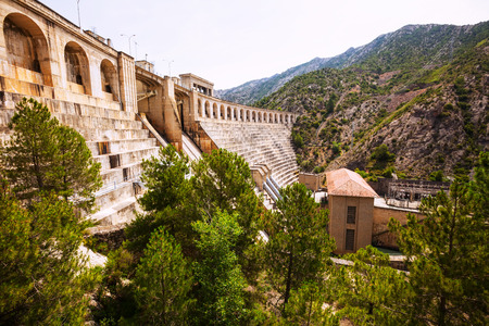 Day view of dam at Segre river   Lleida, Catalonia の写真素材