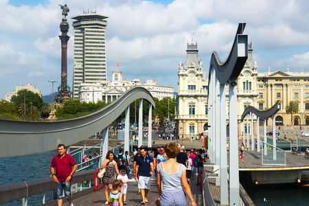 BARCELONA, SPAIN - JULY 6, 2014: Bridge at Port Vell in Barcelona, Spain. 
It is the oldest and largest port the cityのeditorial素材