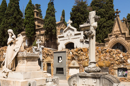 BARCELONA, SPAIN - JULY 20, 2014: Montjuic Cemetery is located on one of the rocky slopes of Montjuic hill のeditorial素材