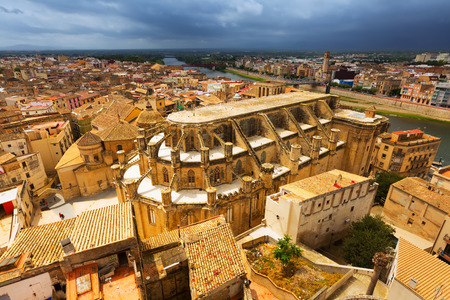 Tortosa with Cathedral from Suda castle. Catalonia, Spainの写真素材