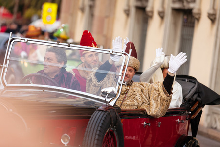  BARCELONA, SPAIN - JANUARY 5, 2014: Cavalcade of Magi in Barcelona, Spain.
Cavalcade of Magi is a traditional parade of kings coaches  in all Spanish citiesのeditorial素材