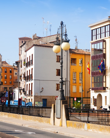 LOGRONO, SPAIN - JUNE 28, 2014: View of Logrono from bridge over Ebro. Riojaのeditorial素材
