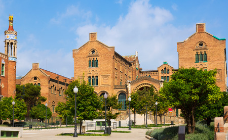BARCELONA, SPAIN - SEPTEMBER 13, 2014: Hospital de Sant Pau by  Catalan modernist architect by Lluis Domenech i Montaner in Barcelonaのeditorial素材
