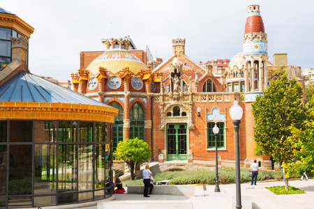 BARCELONA, SPAIN - SEPTEMBER 13, 2014: Hospital of  Holy Cross and Saint Paul in Barcelona. Cataloniaのeditorial素材