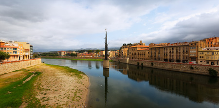Day view of Ebre river in Tortosaの写真素材