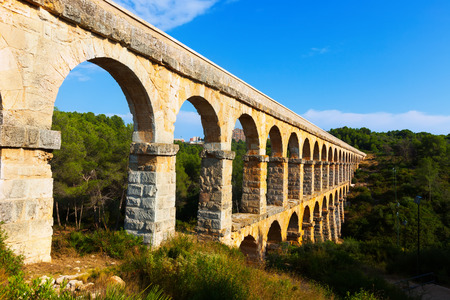 Roman aqueduct in forest. Tarragona, Cataloniaの写真素材