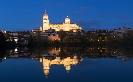 Cathedral of Salamanca in night time. Spainの写真素材