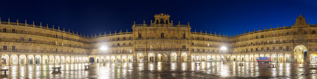 Evening panarama of Plaza Mayor -  most important square of  Salamanca. Spainの写真素材