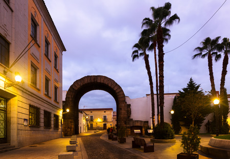 Arch of Trajan of Merida in dawn. Spainの写真素材