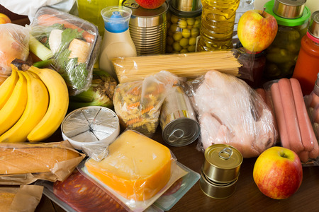 Provision with vegetables and meat for moderate family at  homeの写真素材