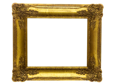 antique golden picture frame. Isolated over white background, may be used for image