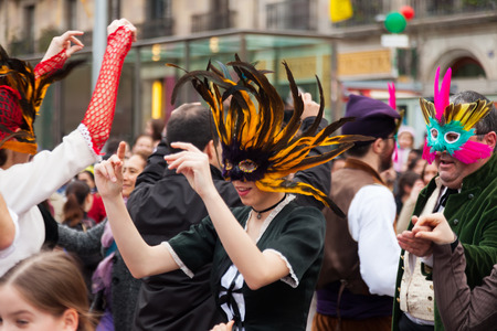 BARCELONA, SPAIN - MARCH 2, 2014: Carnival Balls to the Popular Culture and Traditional Catalanのeditorial素材