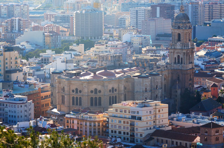 Malaga Cathedral and cityspace from castle. Spainの写真素材