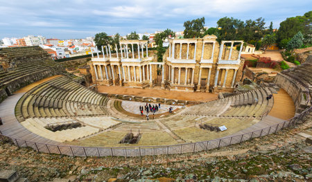 MERIDA, SPAIN - NOVEMBER 19, 2014:  Roman Theatre  in  Merida, Spain.Built by the Romans  in end of...