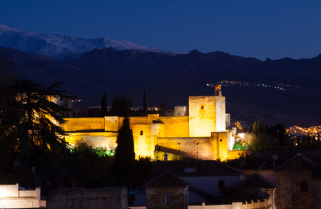 Night view of  Alhambra.  Granada,  Spainのeditorial素材