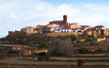 General view of town in province of Teruel. Pozuel del Campo, Spainの写真素材