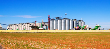 View of modern storage buildings under clear skyのeditorial素材