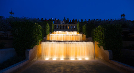Evening view at Montjuic fountain in Barcelona.  Spainの写真素材