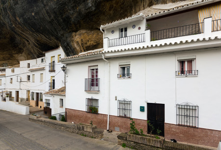 Dwellings houses built into rock. Setenil de las Bodegas, Spainの写真素材