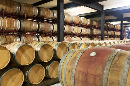 photo of  wooden barrels in  winery factoryのeditorial素材