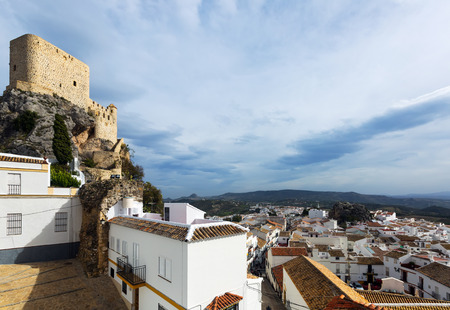 Cliff over town in Olvera. Cadiz, Spainの写真素材