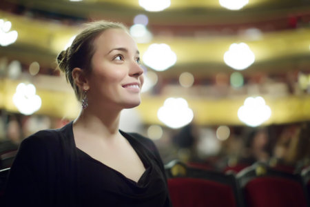 Portrait of woman in The Gran Teatre del Liceu, famous opera house in Barcelona, Catalonia