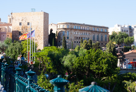 TARRAGONA, SPAIN - MAY 16, 2015: View of Tarragona with Palace of Pretori Roma. Catalonia, Spainのeditorial素材