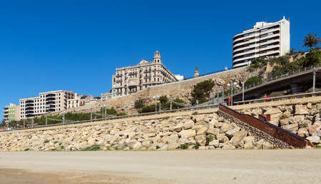 TARRAGONA, SPAIN - MAY 17, 2015: Seaside view of  Tarragona in spring day.   Catalonia, Spainのeditorial素材