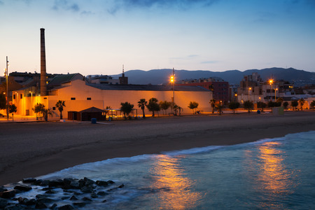 City beach in evening time.  Badalona, Spainの写真素材