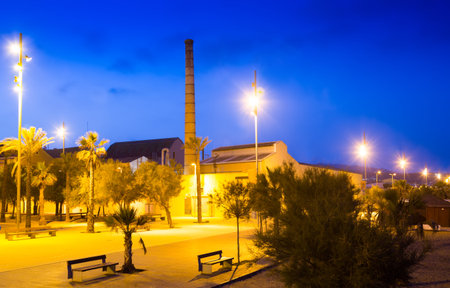 Embankment at Badalona in night. Catalonia, Spainのeditorial素材
