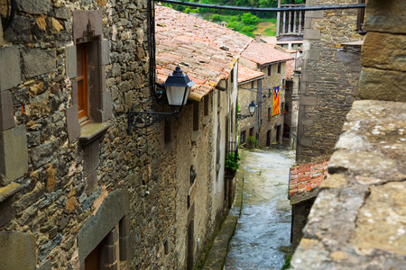 picturesque street  in catalan town. Rupit i Pruit, Spainの写真素材