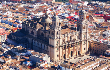 View of Jaen Cathedral from hill.   Spainの写真素材