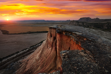 bardenas reales natural park in summer sunset. Navarra, Spainの写真素材