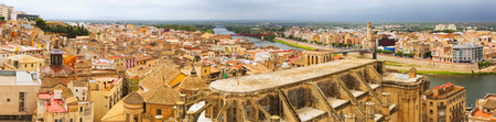 Panorama of  Tortosa with Cathedral from Suda castleの写真素材