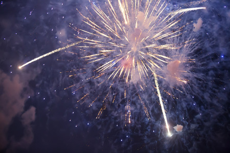 View to fireworks  at  sky in nightの写真素材