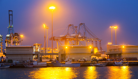 night view of   port. Algeciras, Spainの写真素材
