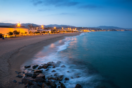 beach of Badalona in evening time. Catalonia, Spainの写真素材