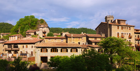 View of  catalan village.  Besalu, Catalonia, Spain