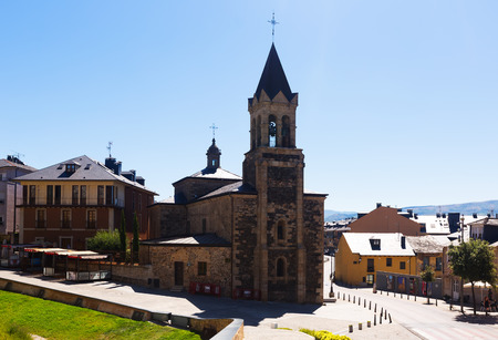PONFERRADA, SPAIN - JUNE 28, 2015:  Church at  old part of Ponferrada in summer time.  Castile and Leon, Spainのeditorial素材
